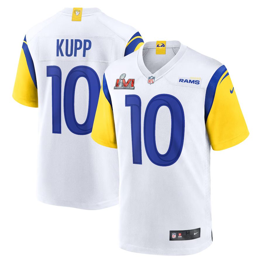 Men Los Angeles Rams 10 Cooper Kupp Nike White Alternate Super Bowl LVI Game Patch NFL Jersey